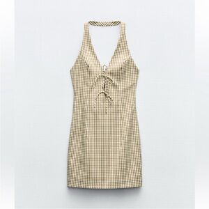 Zara checkered Halter Dress